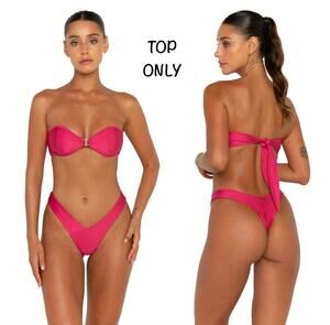 FAE Swim Tallara Bandeau Bikini Top - Senorita Raspberry Pink - Sz XS NWT